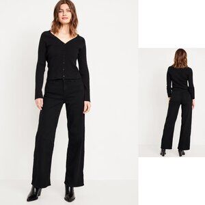 Old Navy high rise wow wide leg jeans in Black Jack
